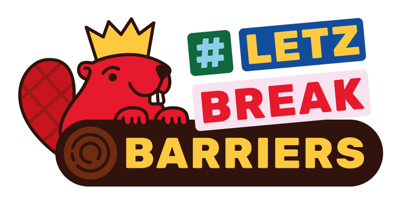 #LetzBreakBarriers-Logo mit Benni, dem roten Biber